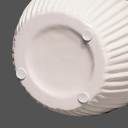 Ceramic Flower Vase - 9 Inch White Modern Vase for Pampas Grass, 3D Floral Vase for Living Room, Kitchen, Easter Table, Dining Room, Table Decor