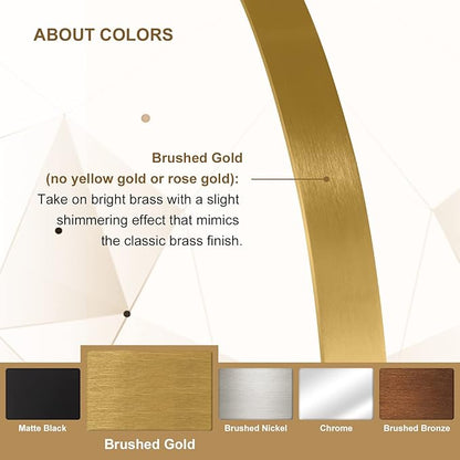 ANDY STAR Gold Round Mirror, 24’’ Brushed Gold Circle Bathroom Mirrors in Stainless Steel Metal Frame 1" Deep Set Design