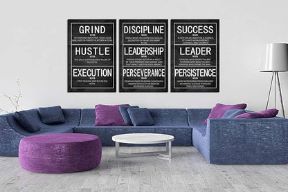Inspirational Wall Art Motivational Poster 3 Pieces Canvas Prints Artwork for Office Living Room Modern Home Decor Inspiring Painting Pictures Stretched and Framed Ready to Hang [72''Wx 36''H]