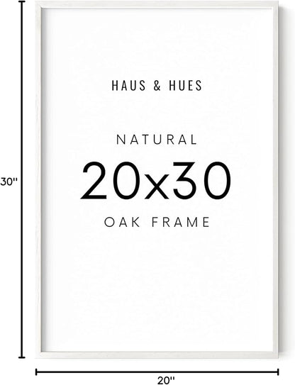 HAUS AND HUES White Oak Wood 20x30 Picture Frame - Large Natural Poster Frame, Gallery Wall Style (White Frame)