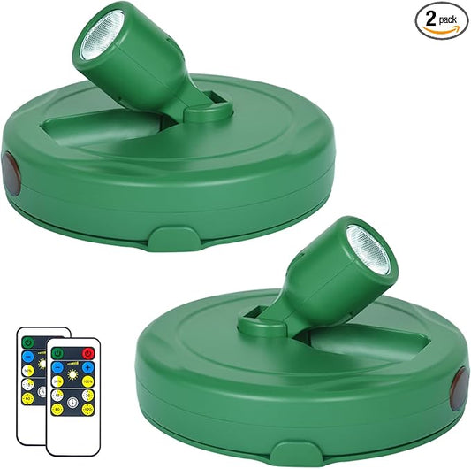 HAMVIDNE LED Spotlight, Battery Powered Picture Lights, Uplight Indoor, Puck Lights with Remote, Plant Spot Light for Wall Art Display Dartboard Painting Artwork Accent Closet-Green