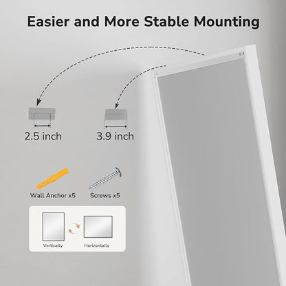USHOWER White Bathroom Mirrors for Over Sink 24x36 Inch, Metal Framed Rectangle Vanity Mirror for Wall, Bedroom, Living Room, Entryway, Farmhouse, Anti-Rust, HD Tempered Glass, Horizontal/Vertical