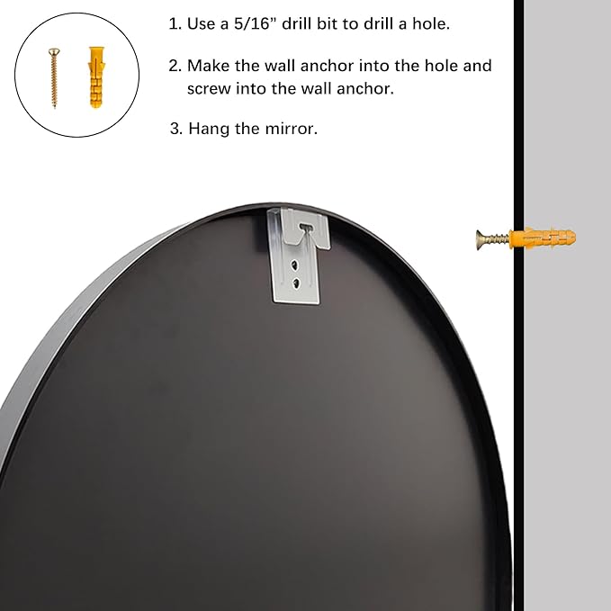 Sunniry Round Mirror 22 inch, Black Circle Mirror, Round Wall Mirrors Matte Metal Frame, Circle Mirrors for Living Room, Bathroom, Wall, Entryway, Rustic.