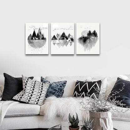 Lapremoly Black And White Geometry Wall Paintings Large Wall Art For Living Room Abstract Wall Decor For Bedroom Office Decoration Wall Pictures Modern Framed Canvas Wall Posters 20x28 Inch 3 Piece