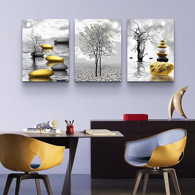 TTHYUEWS Inspiration Canvas Art For Living Room, Bedroom & Office - Black & White Nature Landscape Wall Prints - Large 3 Piece Set