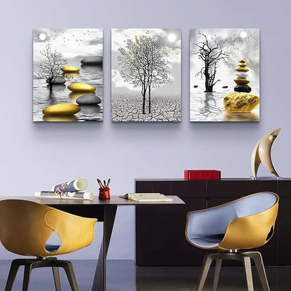 TTHYUEWS Inspiration Canvas Art For Living Room, Bedroom & Office - Black & White Nature Landscape Wall Prints - Large 3 Piece Set