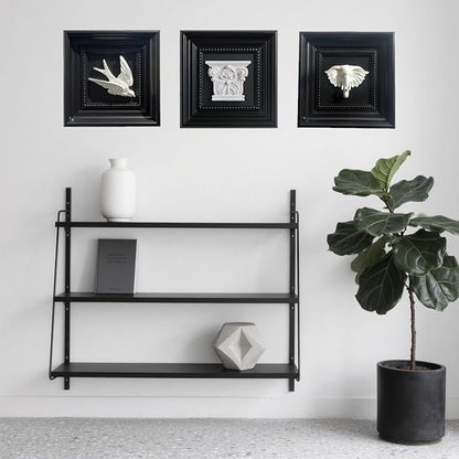 Bergamot Elephant Head Wall Art with Black Frame, 3D Animal Head Wall Sculpture for Bedroom, Living Room, Office, Shelf & Entryway Wall Decoration (8.7" x 8.7")