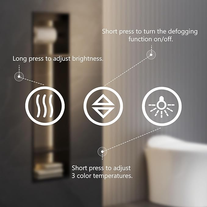 Sweetcrispy 36"x36" Smart Anti-Fog LED Bathroom Mirror with Lights and 3 Color Temperatures, Dimmable, Memory Function, Rectangle Modern Vanity Mirror