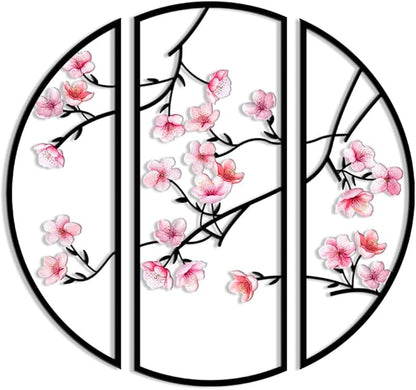 XORT 3 Pieces Metal Flowers Wall Decor, Minimalist Floral Wall Arts Hanging Decor for Living Room Bathroom Bedroom Dining Room Kitchen Indoor Outdoor