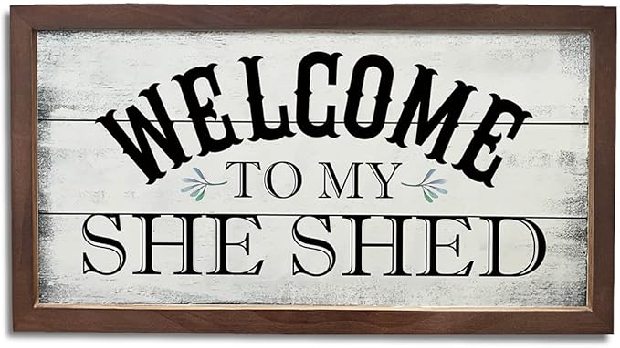 Welcome Signs Decor, Front Door Decoration for Wall, Home Farmhouse Entryway Decors, Funny Bar Signs, Wooden Framed Wall Decor, Welcome To My Shed Sign 15×7.5×0.3 inches
