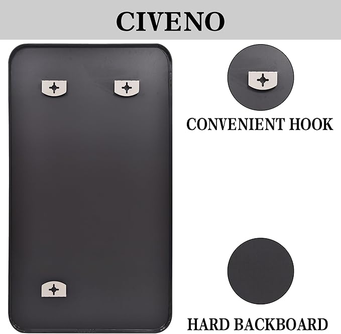 Large Bathroom Mirror, 72x30 inch Black Metal Frame Rectangular Vanity Mirror, Rounded Corner Wall Mounted Rectangle Mirrors for Bedroom Living Room Hangs Horizontal Or Vertical