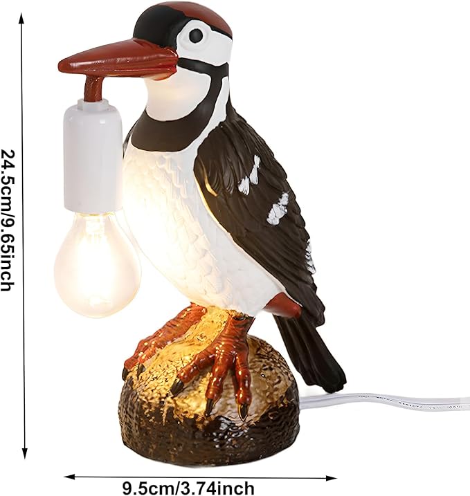 Bird Lamp Table Lamp,Woodpecker Design with LED Bulb,Crow lamp Table Light,Bird Desk Lamp,Table Lamp Crow Decor for Bedroom,Living Room Decoration Woodpecker Desk Lamp