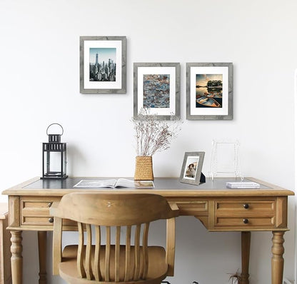 Grey 8x10 Picture Frame set of 3,Display 8x10 without Mat or 5x7 with Mat Wall Gallery Photo Frames