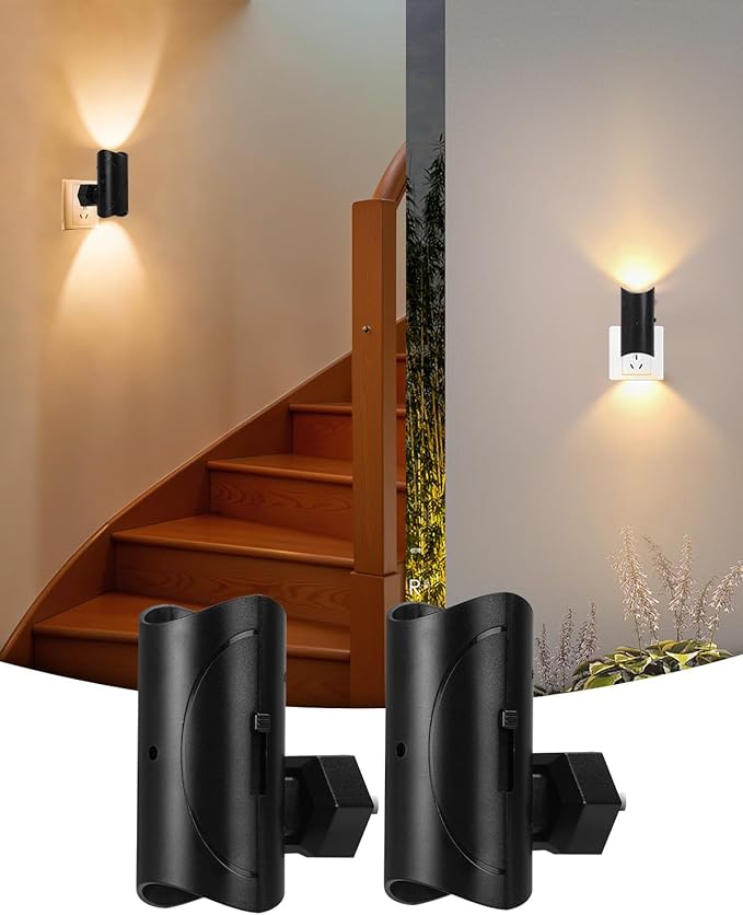 2 Pack Night Lights Plug into Wall, Modern LED Night Light Plug in, 0-100LM Adjustable Brightness, Dimmable Night Lights for Hallway Bedroom Stairway, White Light 6500K (Warm White)