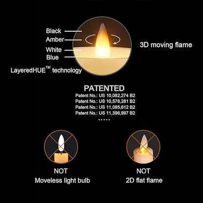 Flameless Taper Candles Flickering with Remote and Timer, 3D Moving Flame Taper Candle Battery Operated to 400 Hours, 9 Inch Window Candles, (Glitter Green)