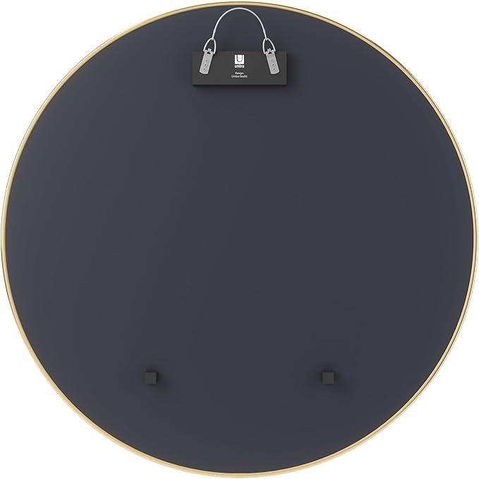 Umbra Hubba Round Wall Mirror with Metallic Frame, Modern Style for Bathroom, Entryway, Living Room and More, 34-Inch, Brass