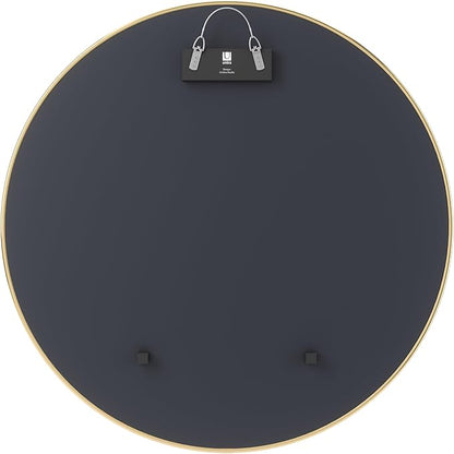 Umbra Hubba Round Wall Mirror with Metallic Frame, Modern Style for Bathroom, Entryway, Living Room and More, 34-Inch, Brass