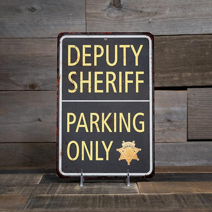 Deputy Sheriff Parking Only Sign Military Signs Police Law Enforcement Sheriff Vintage Décor Plaque Wall Art Rustic Tin 8 x 12 High Gloss Metal 208120062003