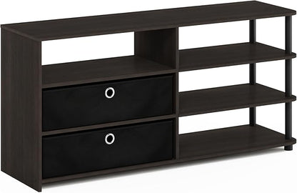 Furinno JAYA Simple Design TV Stand for up to 55-Inch with Bins, Walnut
