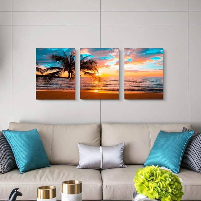 EPHANY Print Artwork Blue Ocean Sea Wall Art Art - Canvas Prints Picture Seaview Bottom View Beneath Surface Pictures Painting On Canvas Modern Seascape Home Office Decor (C-3pcs,16"x24"x3pcs)