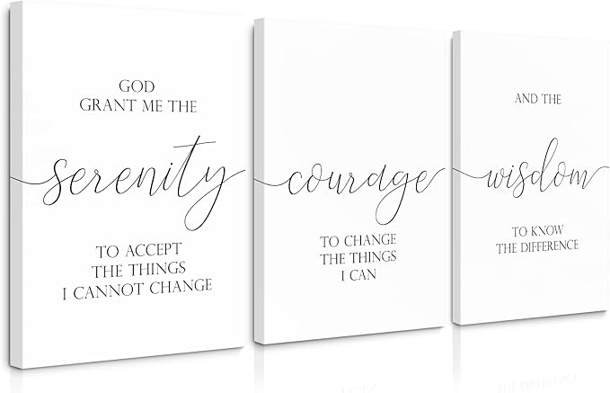 Serenity Prayer Wall Art Decor Bible Verse Wall Art God Grant Me the Serenity Wall Decor Scripture Wall Art Prints Christian Quotes Canvas Picture for Living Room Bedroom 16x24x3 Inch Ready to Hang