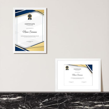 A4 Picture Frame Set of 6, Display Pictures 6x8 with Mat or 8.3x11.7 Without Mat, Document Frame,Wall Gallery Poster Frames, White