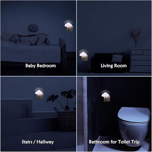 iBetterLife Sensor LED Mushroom Night Light Plug-in Wall Dream Bed Room Nightlight for Adults Kids Cute Mushroom Lamp Cottagecore Decor for Bedroom, Bathroom, Stairs, Hallway Corridor, Warm White