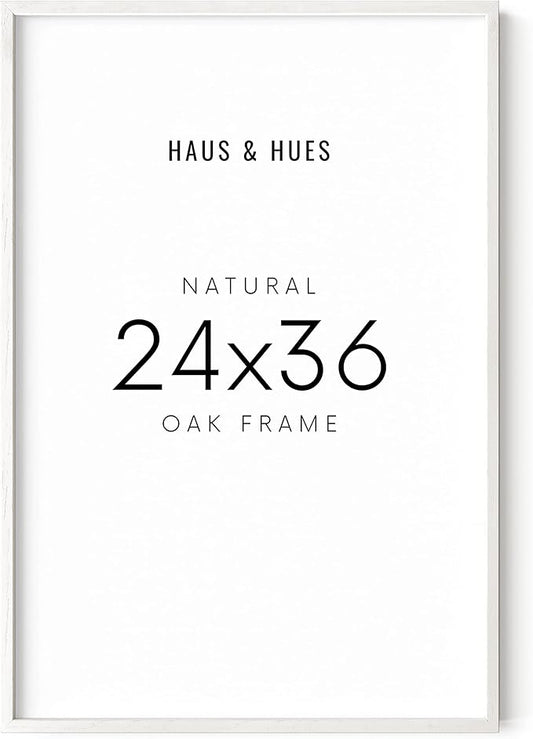 HAUS AND HUES White Oak Wood 24x36 Poster Frame - Oversized Natural Frame for Wall Display (White Oak Frame)