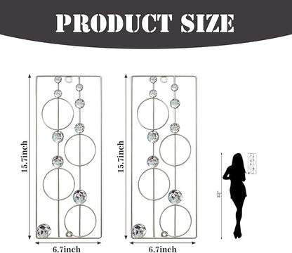 ZEXUIRU 2 Pack Bling Abstract Metal Wall Art Minimalist Line Jeweled Crystal Wall Decor Modern Geometric Rhinestone Hanging Wall Sculpture for Living Room Bedroom Bathroom Office