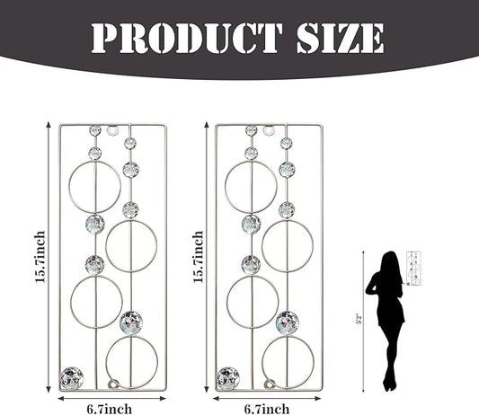 ZEXUIRU 2 Pack Bling Abstract Metal Wall Art Minimalist Line Jeweled Crystal Wall Decor Modern Geometric Rhinestone Hanging Wall Sculpture for Living Room Bedroom Bathroom Office