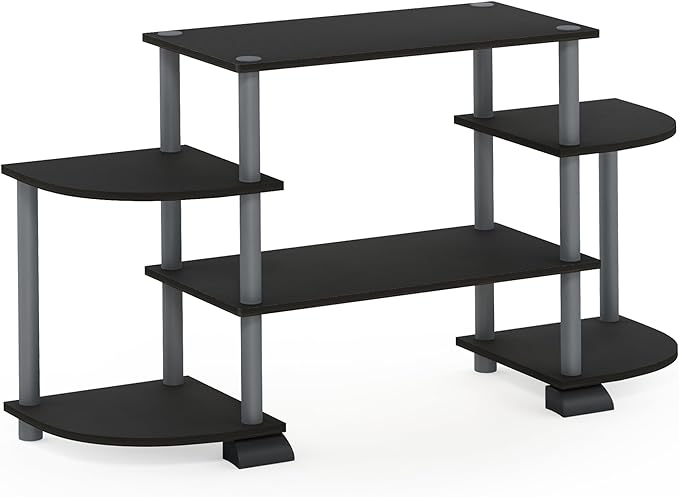 Furinno Turn-N-Tube Rounded Corner TV Entertainment Center, Black/Grey