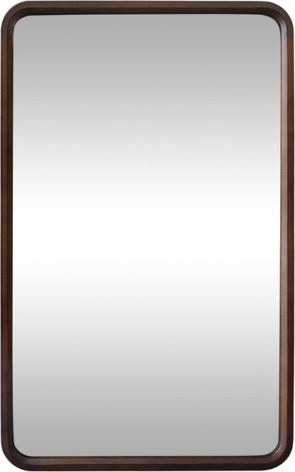 Bathroom Mirror for Wall,Wood Rectangle 30 x 48 inch Hanging Vatiny Tempered Mirrors with Rounded Corner for Living Room,Bedroom,Entryway