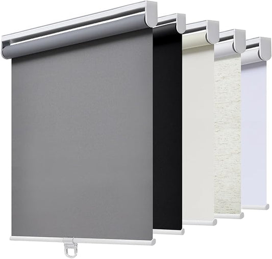 AOSKY Cordless Roller Shades Blackout Blinds for Windows Room Darkening Rolled Up Shades with Spring System, UV Protection Window Shades Door Blinds for Home and Office (34" W x 64" H, Grey)