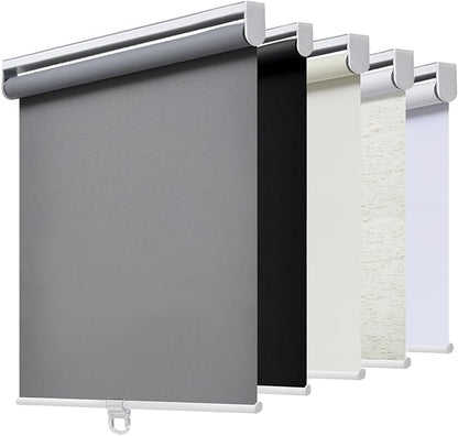 Customize Cordless Roller Shades Blackout Blinds for Windows Room Darkening Rolled Up Shades, UV Protection Window Shades Door Blinds for Home and Office Grey