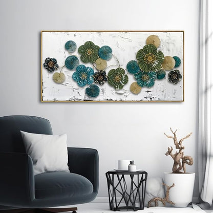 Wall Art Floral Wall Decor Modern Botanical Artwork Green and Blue Canvas Painting for Bedroom Living Room Dining Room Home Office Decor 30"x60" with Framed