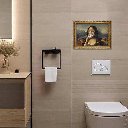 YD&YZY Gold Framed Funny Bathroom Wall Art Mona Lisa Humor Amusing Toilet Art Pinching Nose Wall Decor Vintage Unique Art Painting Picture Print Whimsical Artwork Bathroom Restroom 12x16 inch Framed
