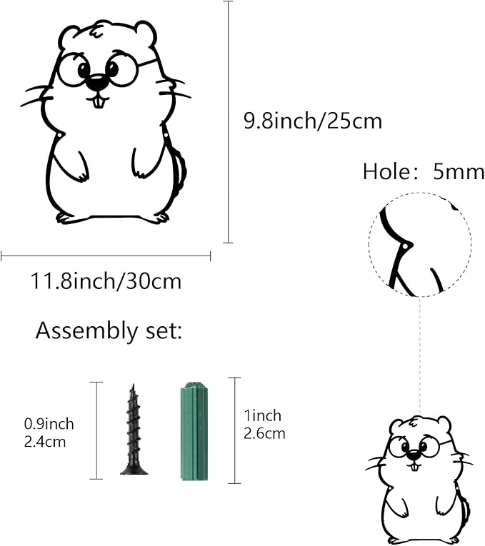 CREATCABIN Black Metal Animal Wall Decor Groundhog Day Sign Black Iron Rustic Animals Groundhogs Art Decoration Signs Cutout for Happy Groundhog Day Party Home Office Living Room 11.8 x 9.8 Inch