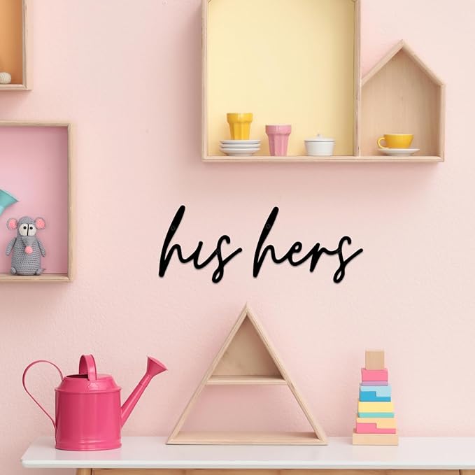 ESTART 2 Pieces Black His and Hers Sign Metal Wall Art Metal Letters Decor for Home Indoor Outdoor Bedroom Living room Bathroom Gifts for Familiy (His and Hers)