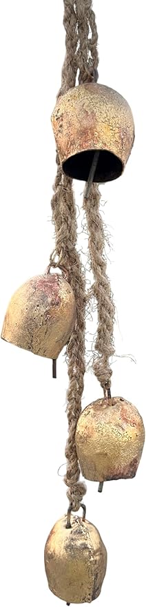 Set of 3 Giant Harmony Decorative Bells Vintage Rustic Home Decor Handmade Christmas Large Bells 8" 6" 4" (2" Chime Bells)