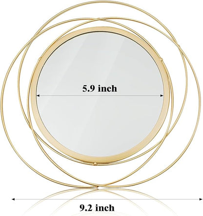 3 Set. Round Mirrors for Wall Decor Living Room Bedroom Bathroom Dining Room Metal Circle Mirror Set Boho Decorative Sunburst Wall Art Accent Entryway - Gold 9.5 in.