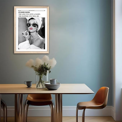 Vintage Black and White Trendy Newspaper Wall Art, Positive Headline Canvas Bedroom Wall Decor, Bathroom Poster Print Picture, Girly Apartment Dorm Room Decor Painting16x24 inch Light Wood Framed