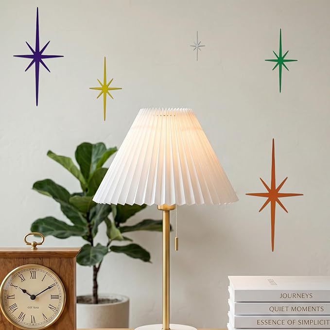 Merriva 5 Pack Colorful Metal Starburst Wall Decor, Mid Century Modern Retro Atomic Star Wall Art Sculptures, Whimsical Eclectic Home Decor for Living Room Bedroom and Playroom