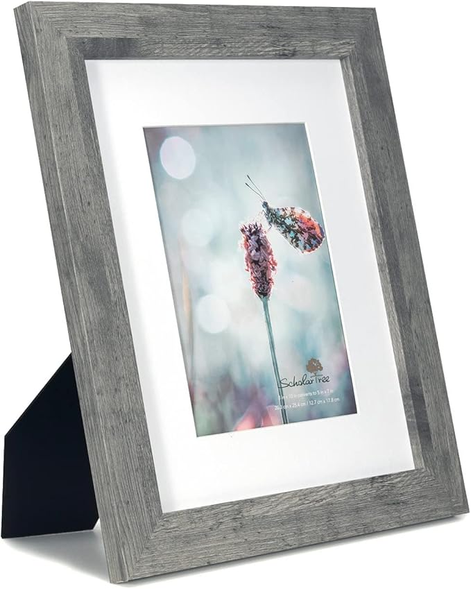 Grey 8x10 Picture Frame with Mat,Display 8x10 without Mat or 5x7 with Mat
