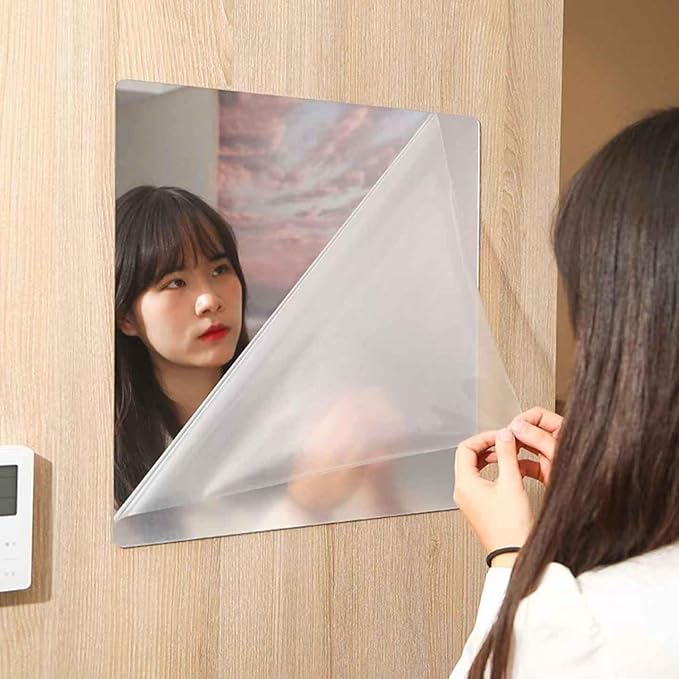 Unbreakable Mirror Tiles, 1PCS 12”x12” Peel And Stick on Mirror for Wall Mirrors Decorative, Toddlers for Kids Bedroom, Plastic Gym Frameless Door Small Adhesive Mirrors for Classroom Decor Stickers