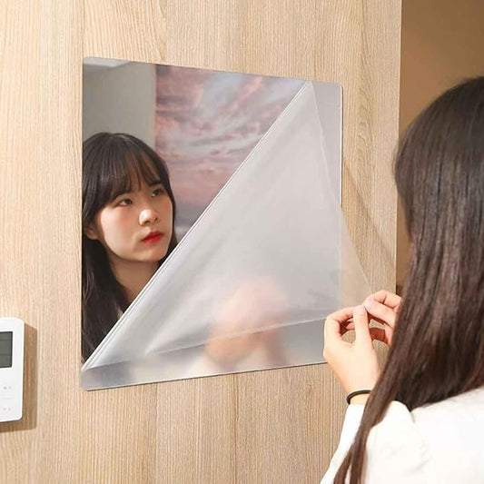 Unbreakable Mirror Tiles, 1PCS 12”x12” Peel And Stick on Mirror for Wall Mirrors Decorative, Toddlers for Kids Bedroom, Plastic Gym Frameless Door Small Adhesive Mirrors for Classroom Decor Stickers