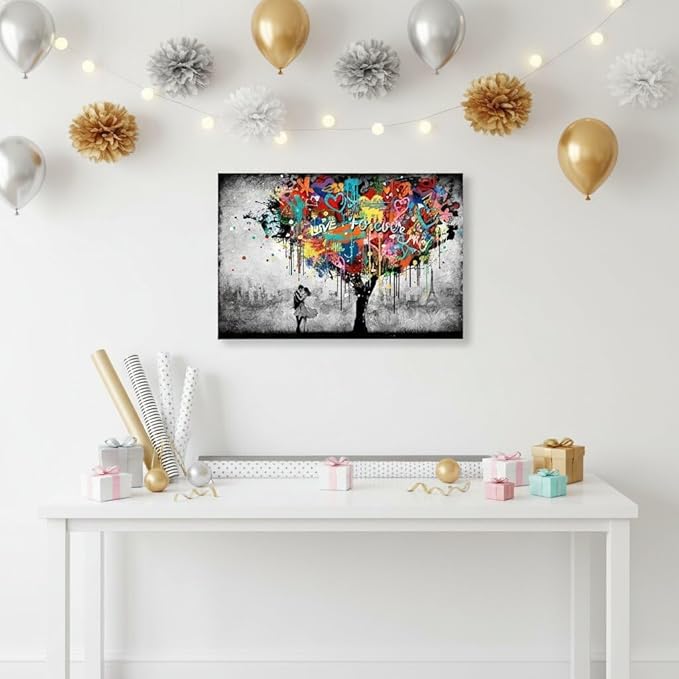 Artmyharbor Heart Tree Painting Graffiti Wall Art Bedroom Wall Decor 24 x 36 inches