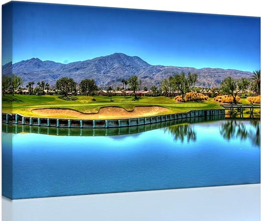 Augusta National USA Golf Course Wall Art for Living Room Bedroom Bathroom Home Decorations Georgia USA Golf Course Picture Poster Framed Artwork Canvas Prints Ready to Hang(18''H x 24''W)
