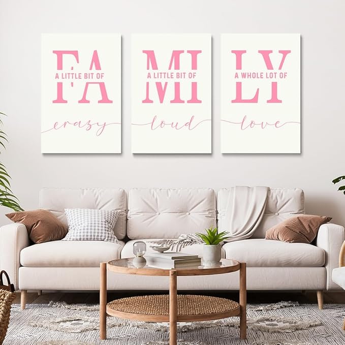 GUBIYU Home Wall Decor, Pink Love Framed Canvas Farmhouse Signs with Sayings 'A Whole Lot Of Love' Inspirational Wall Sign for Living Room, Bedroom, Kitchen, Dining Room 20" x 28"