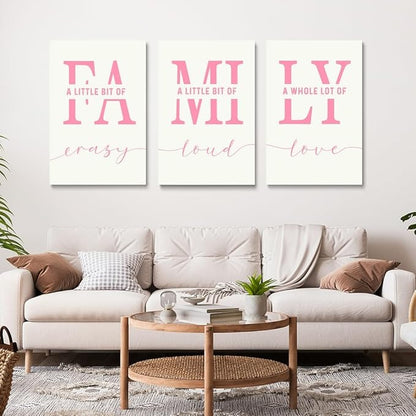 GUBIYU Home Wall Decor, Pink Love Framed Canvas Farmhouse Signs with Sayings 'A Whole Lot Of Love' Inspirational Wall Sign for Living Room, Bedroom, Kitchen, Dining Room 20" x 28"