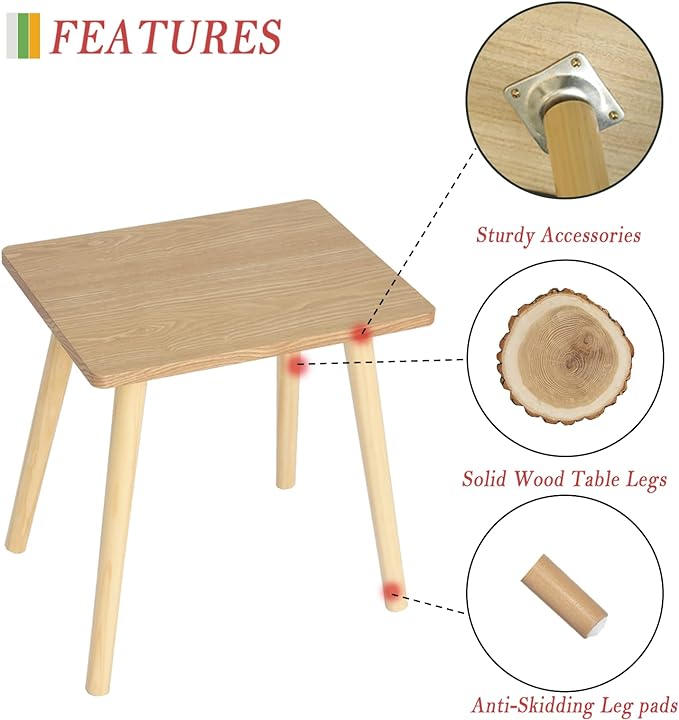 AWASEN Side Table, Small End Accent Table for Living Room Bedroom Office Small Spaces, Modern Wood Side Table Nightstand with Solid Wood, Easy Assembly, (Natural)